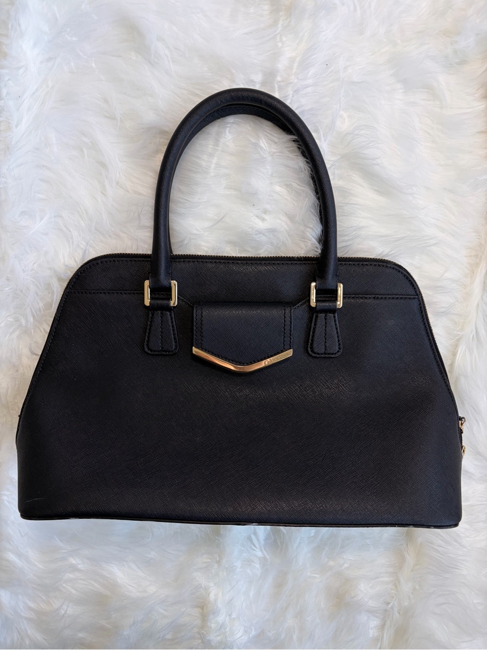 Calvin Klein Black Leather Satchel Bag